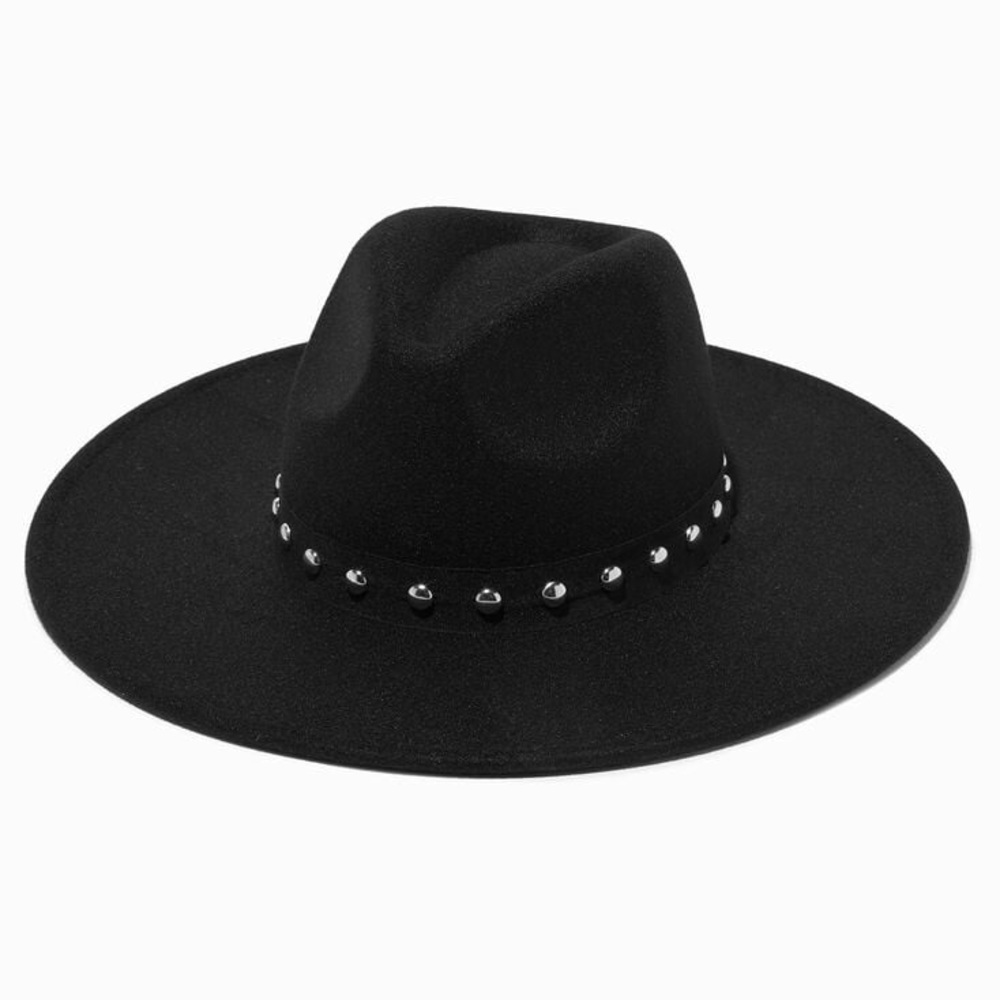 SILVER STUDDED BLACK COWBOY HAT magic love charm - Picture 2 of 3